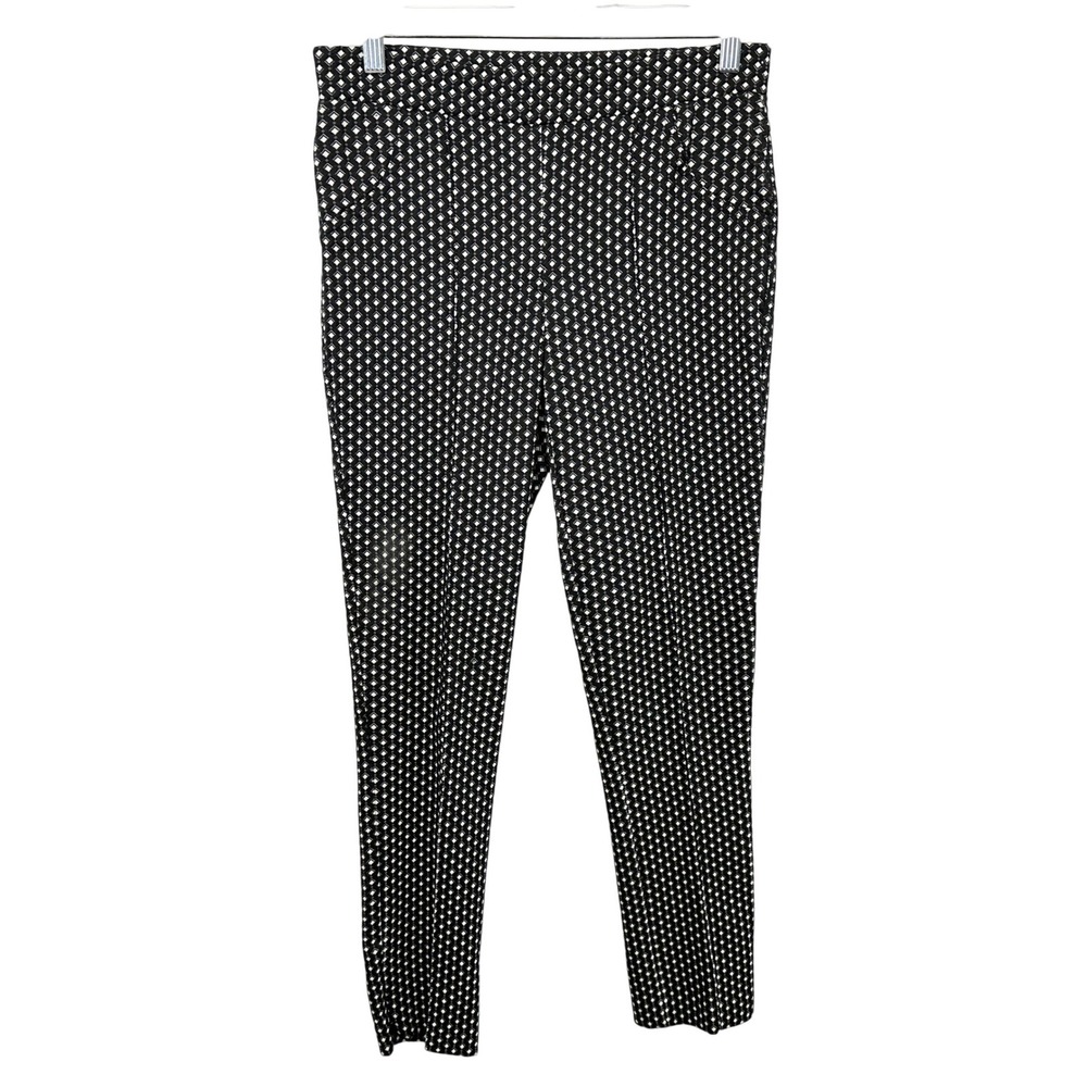 Joseph Ribkoff Size 8 Pants‎ Black White Diamond Slim Leg Trousers Office 1346